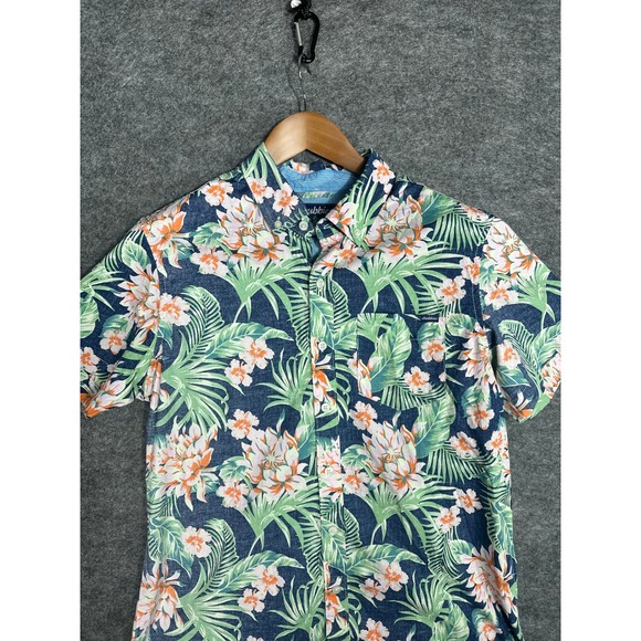 Chubbies Mens Short Sleeve Hawaiian‎ Floral Shirt Navy Orange Green Size Small - Picture 3 of 14